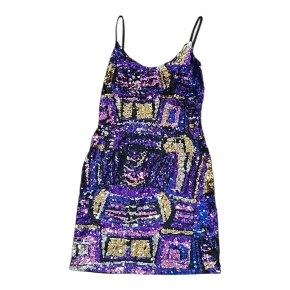 Black Tie Oleg Cassini Sequin Multicolor Dress NWT
